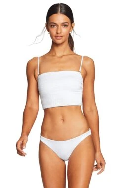 Vitamin A Ava Bandeau Bikini Top In White EcoTex