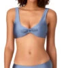 Anne Cole Studio Tie Front Deep Scoop Bikini Top In Pewter