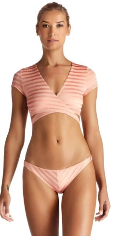 Vitamin A Ballerina Wrap Top In Pink Ballet Stripe