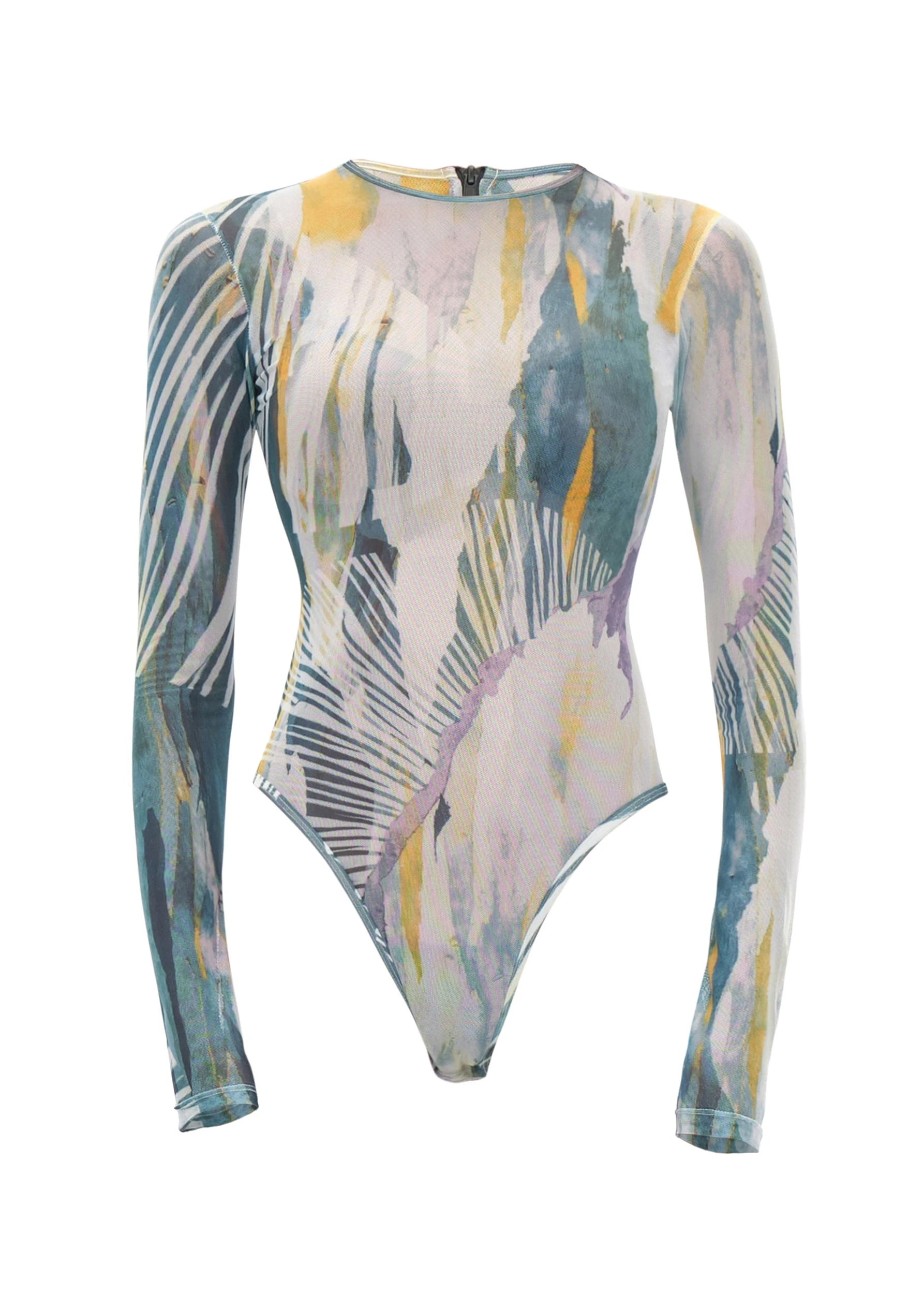 ELLE ABSTRACT BARK MESH BODYSUIT 1 ELLE ABSTRACT BARK MESH BODYSUIT