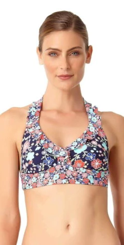 Anne Cole Lazy Daisy Marilyn Flounce Halter Bikini Top -Southbeachswimsuits Shop Anne Cole lazy daisy top 18MT10460NVY 18MB31160 NAVY F
