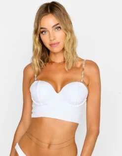 Flo Longline Top - White Shiny Rib