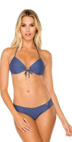 Luli Fama Cosita Buena Molded Push Up Bandeau Bikini Top In Azul