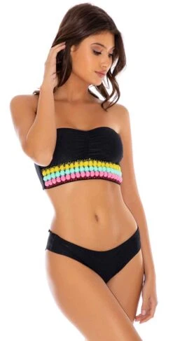 Luli Fama Night Lights Cinched Bandeau Top In Black