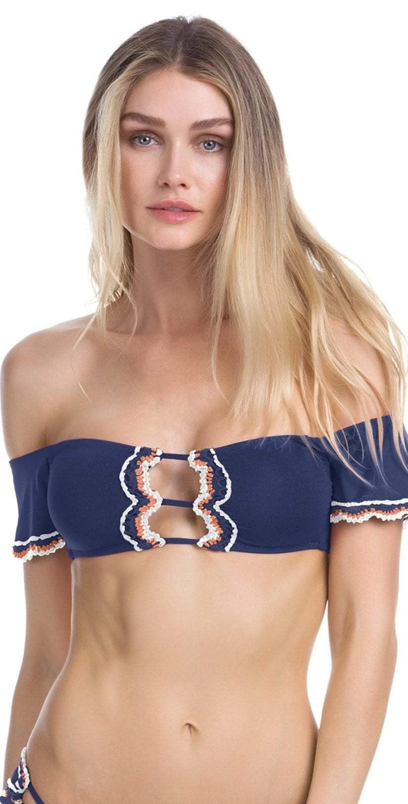 Becca Medina Cold Shoulder Bikini Top In Indigo 943687-IND 1 Becca Medina Cold Shoulder Bikini Top In Indigo 943687-IND