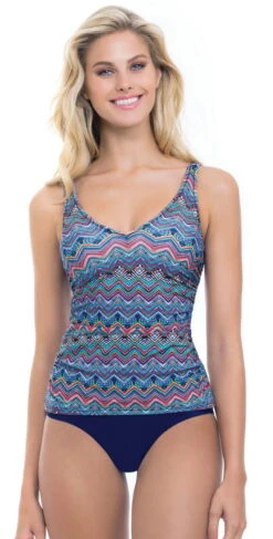 Profile By Gottex Marima V-neck Underwire Tankini Top In D Cup E737-1D46-080