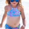 PilyQ Girl's Splatter Paint High Neck Fringe Bikini Set