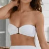 PilyQ White Pearl Detail Bandeau Bikini Top