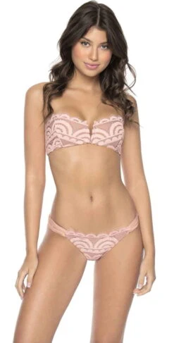 PilyQ Pink Sand V Lace Bandeau Bikini Top