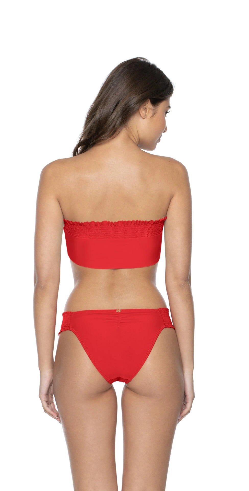 PilyQ Red Coral Smocked Bandeau Bikini Top 2 PilyQ Red Coral Smocked Bandeau Bikini Top - Image 2