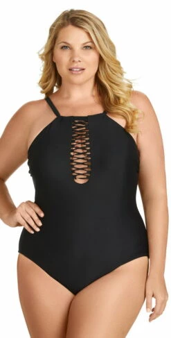 Raisins Curve Ola One Piece Swimsuit In Black Y840085-BLK -Southbeachswimsuits Shop Raisins Curve Black Sayulita One Piece Y840085 BLK2845 T