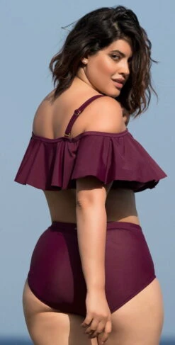 Raisins Curve Tortuga Flounce Top In Maroon Y840027-MAR -Southbeachswimsuits Shop Raisins Curve Sayulita Solids Mar 2 841ae60d 24b2 4953 aed1 1dc9963e7044