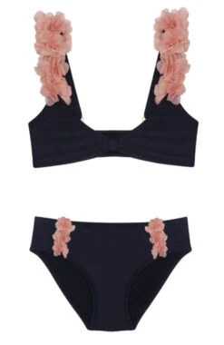 PQ Swim Midnight Gold Petal Girls Bikini Set