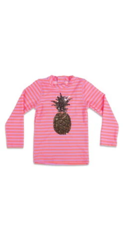 Shade Critters Girls Magic Sequin Pineapple Rash-Guard Top