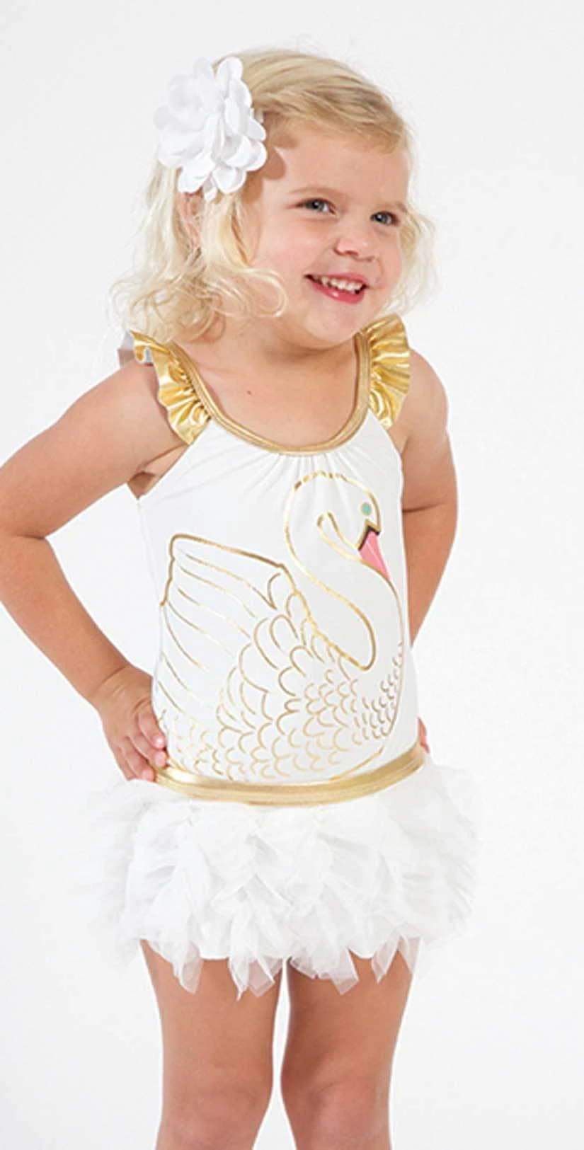 Shade Critters Little Girl's Swan Princess One Piece With Skirt SS024 1 Shade Critters Little Girl's Swan Princess One Piece With Skirt SS024