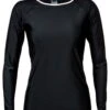 Snapperrock Ladies Black With White Trim Rashguard Top L20002L