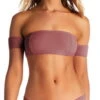Vitamin A Havana Ribbed Bandeau Bikini Top In Dusty Rose