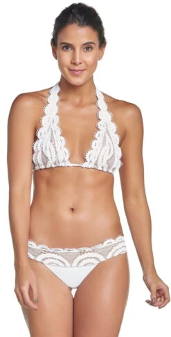 PQ Swim Water Lily Lace Halter Bikini Top In White 5 PQ Swim Water Lily Lace Halter Bikini Top In White -Southbeachswimsuits Shop WAT 152H WAT 222T