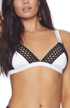 Beach Bunny Lattice Bralette Bikini Top In White