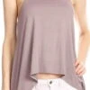 Bear Dance Solid Spaghetti Strap Top In Purple Grey T2440