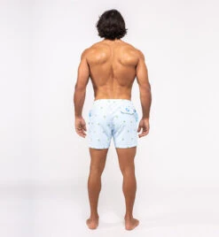 Bermies Mens Swim Trunk In Palm Stripes -Southbeachswimsuits Shop classicpalmback