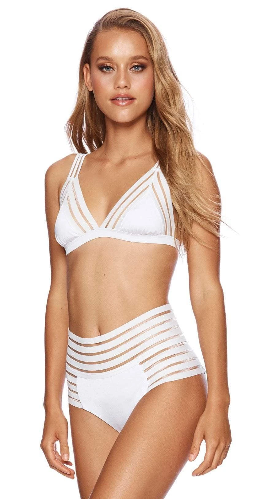 Beach Bunny Sheer Addiction Triangle Top In White 1 Beach Bunny Sheer Addiction Triangle Top In White
