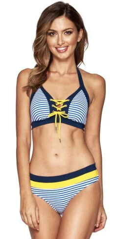 Jets Panama Plunge Lace Up Bra Bikini Top J4870-OCNC