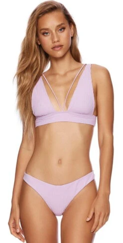 Beach Bunny Larson High Apex Bikini Top In Lavender