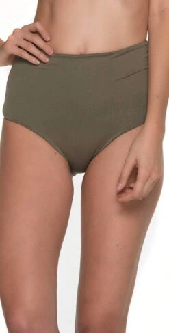 Malai Must Fishbone High Waist Bottom In Army Green B00371-ARMY -Southbeachswimsuits Shop malai green bottom371
