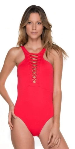 Malai High Neck One Piece In Cherry OP0092 -Southbeachswimsuits Shop malaiOP92