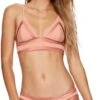 Beach Bunny Mia Long Line Bikini Top In Whiskey Rose