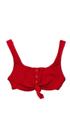 Beach Bunny Rib Tide Knot Top In Red B17125T0-REDD -Southbeachswimsuits Shop top onlyrib tide b17125t0 b17125b2 red ps 10